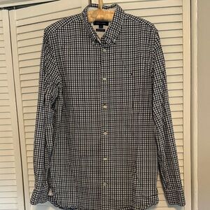 Men's Navy and White Checkered Shirt
